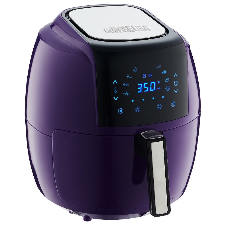 GoWISE USA GW22746 1700 Watt 5.8 Quart 8-in-1 Programmable Digital Air Fryer XL and Recipe Book, Plum