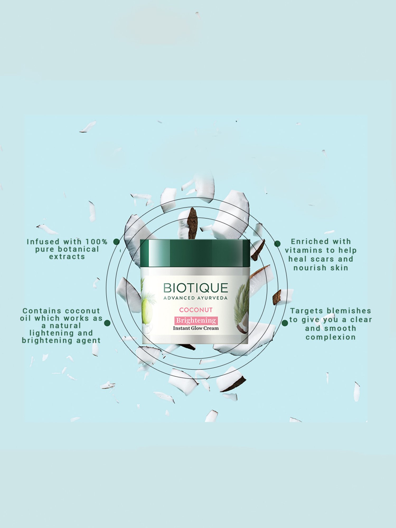 Biotique Coconut Brightening Instant Glow Cream - 50 gm