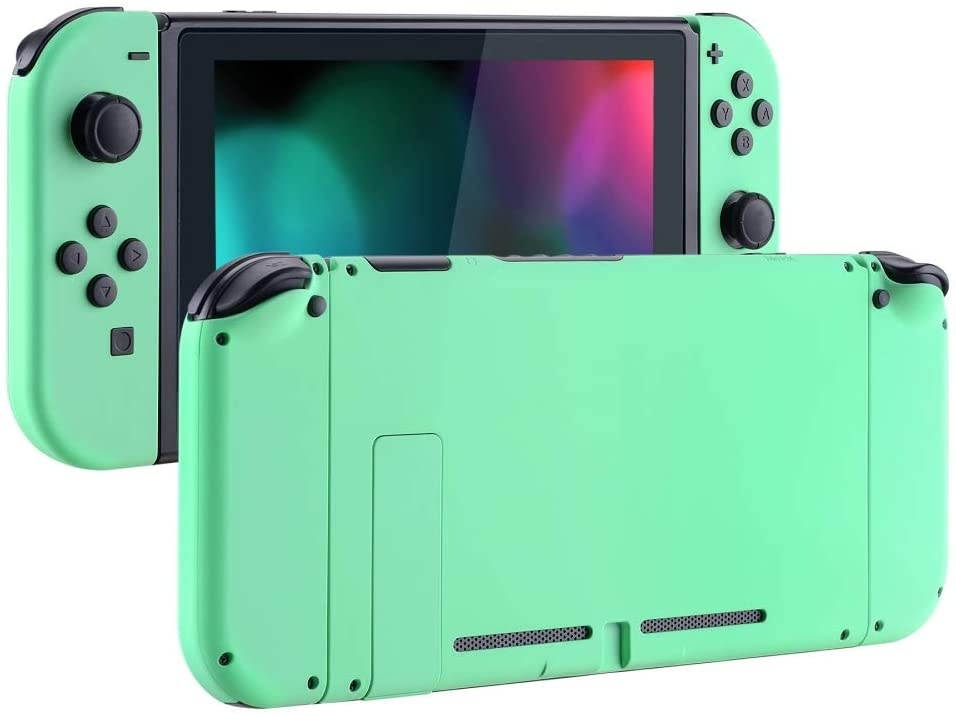eXtremeRate Soft Touch Grip Back Plate for Nintendo Switch Console, NS Joycon Handheld Controller Housing with Full Set Buttons, DIY Replacement Shell for Nintendo Switch - Mint Green