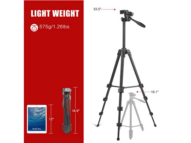 Portable Mobile Phone Tripod, 53-inch Tripod for iPhone, Mobile Phone Tripod with Mobile Phone Holder and Remote Shutter,Very Suitable for Selfie/Video Recording/Video/Live, Black, PH11