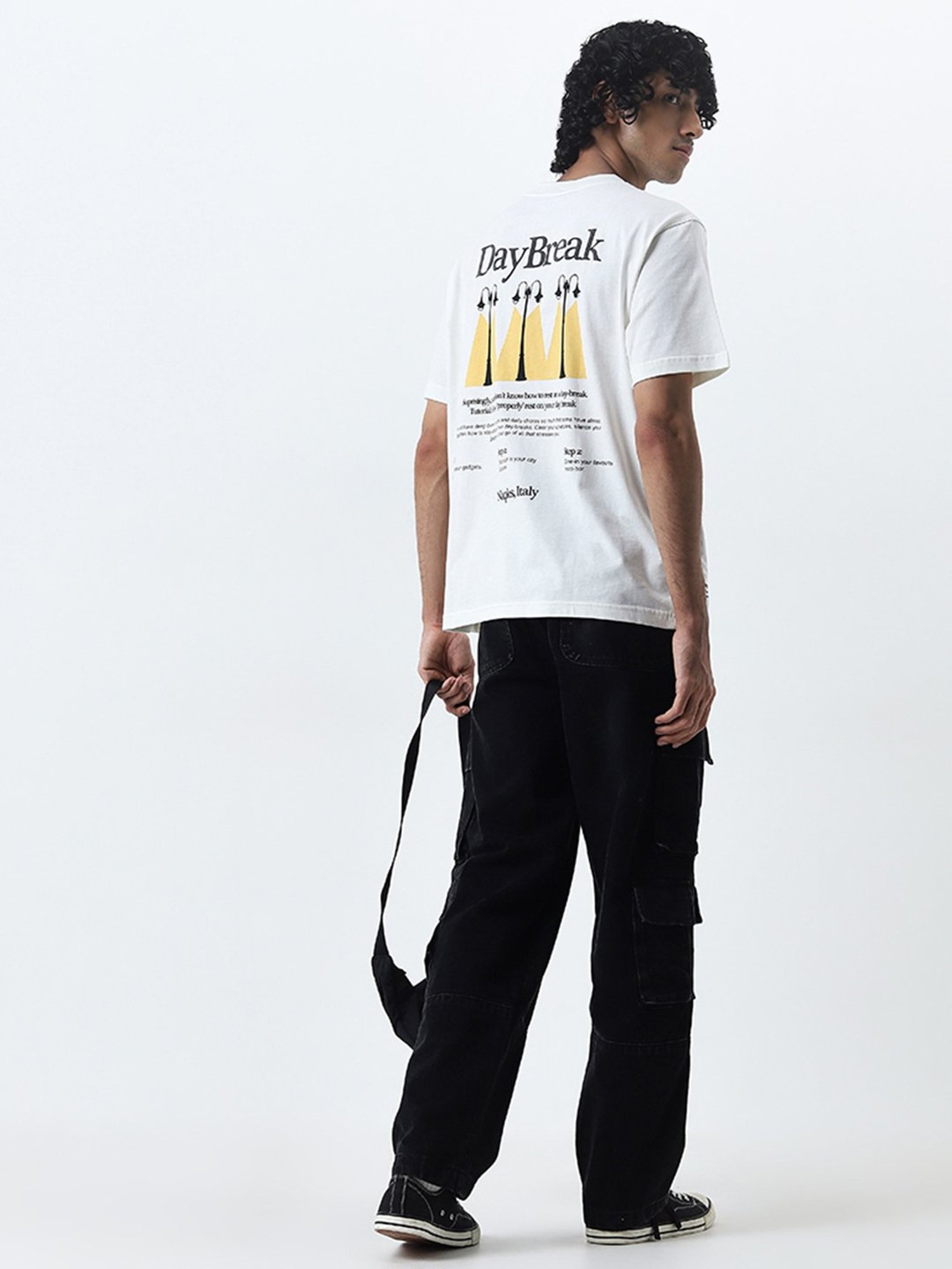 Nuon by Westside White Graphic Design Relaxed-Fit Cotton T-Shirt