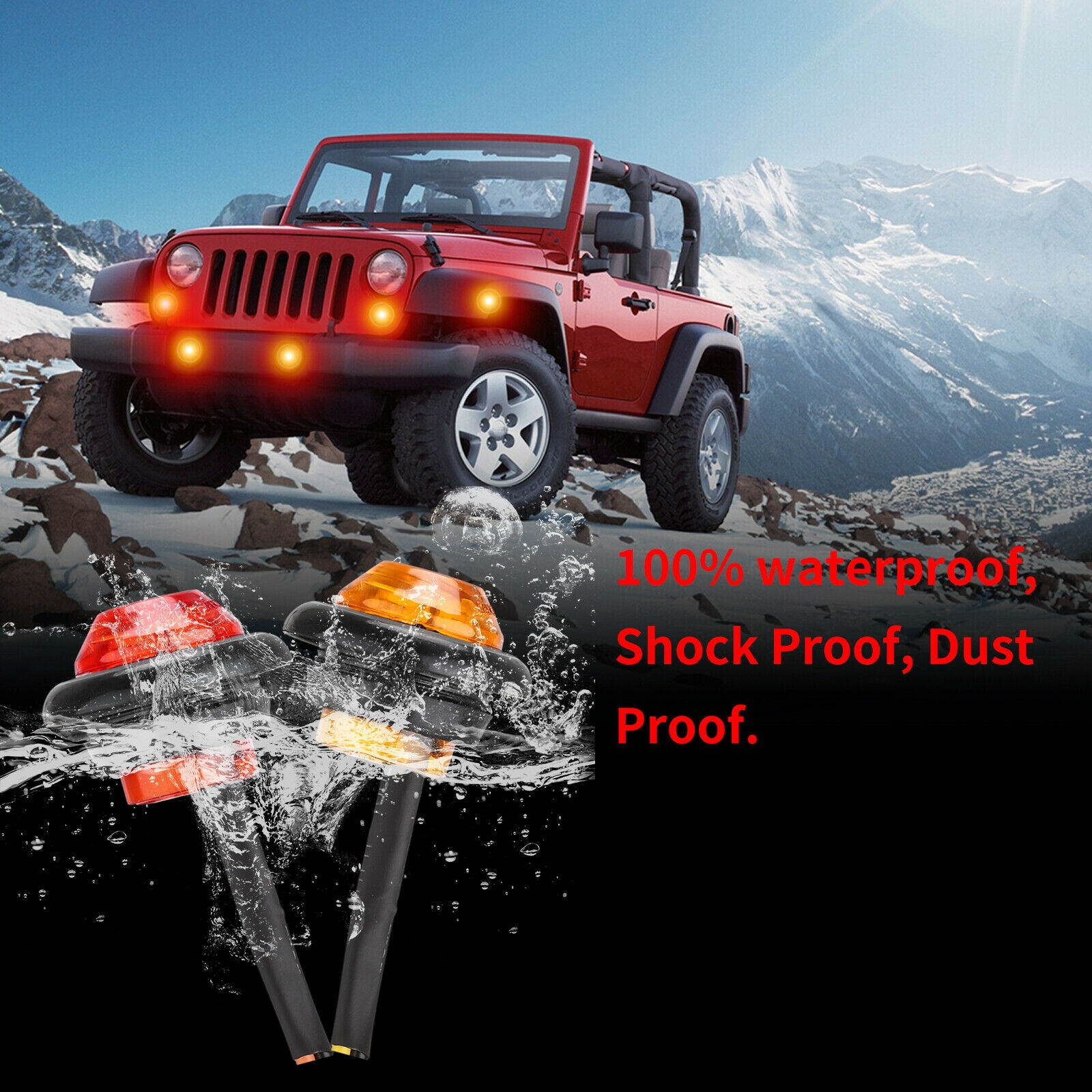 10X Red + Amber LED Bullet Side Marker Light Flush Mount Truck Trailer 12V 3/4"