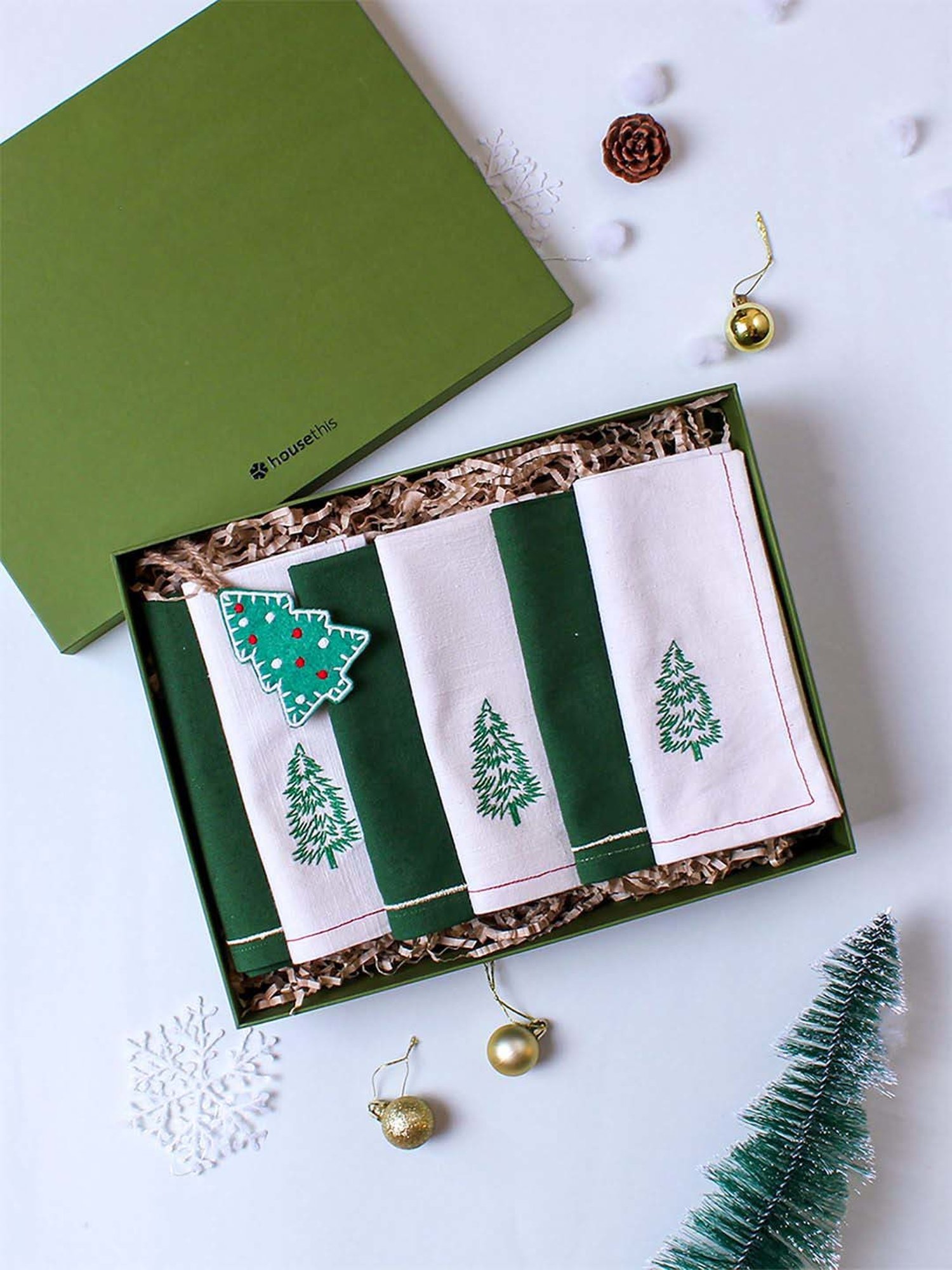 House This Sparkling Tree Multicolor Cotton Napkin Set