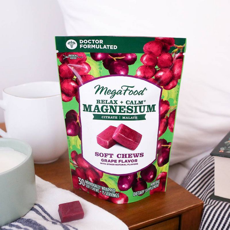 MegaFood Relax Calm Magnesium Soft Chews - Grape - 30ct