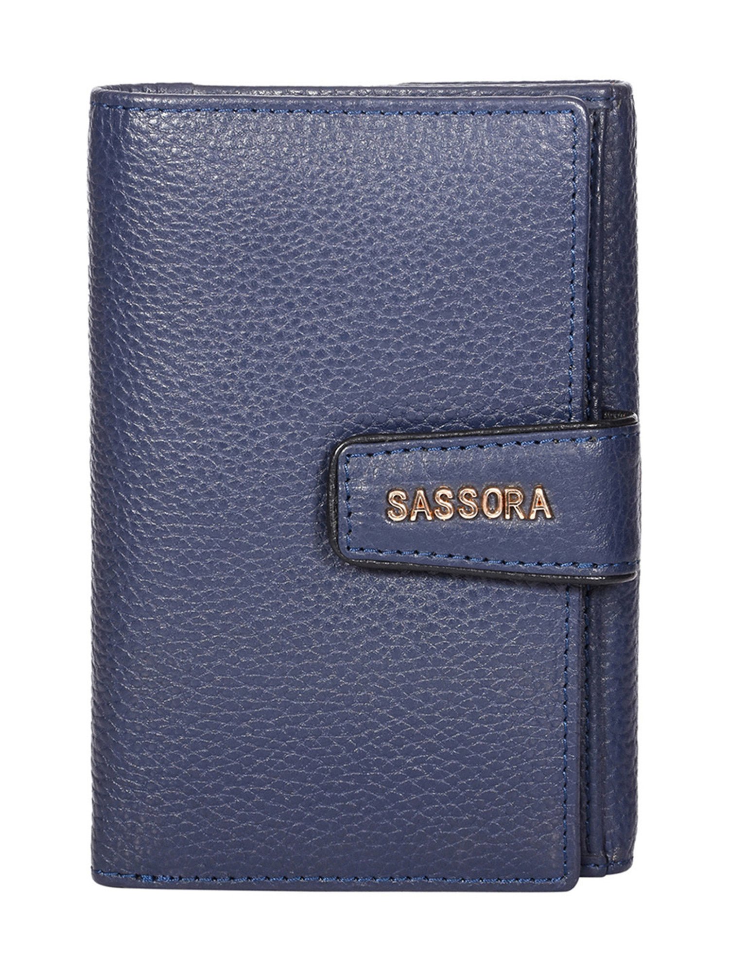 Sassora Lyla Navy Blue Medium Leather Wallet for Women
