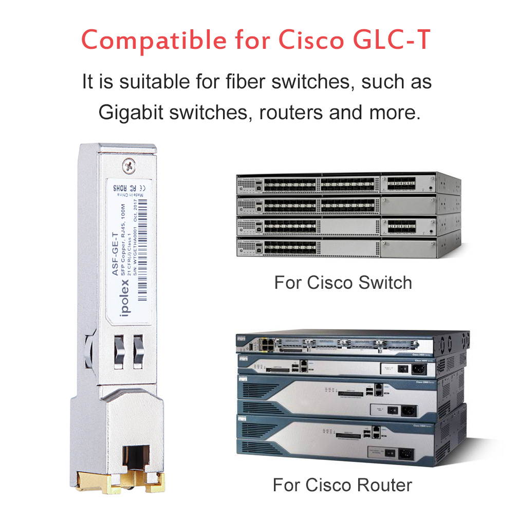 1.25G SFP-T, 1000BASE-T Copper SFP, SFP to RJ45 SFP, Compatible with Extreme MGBIC-02, Ubiquiti UF-RJ45-1G, D-Link, Supermicro, Netgear, TP-Link, Broadcom and More