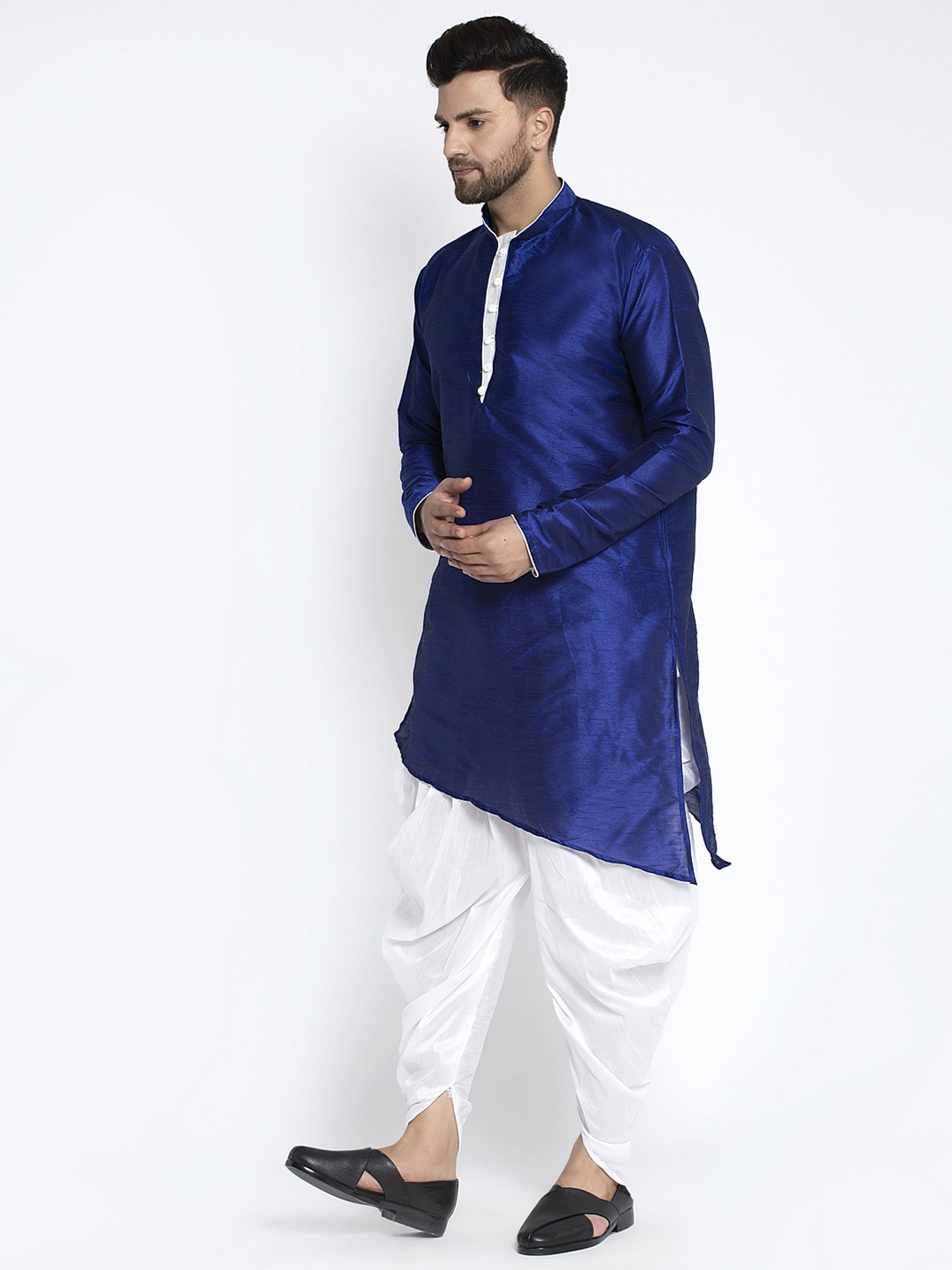 Benstoke Royal Blue & White Regular Fit Kurta Set