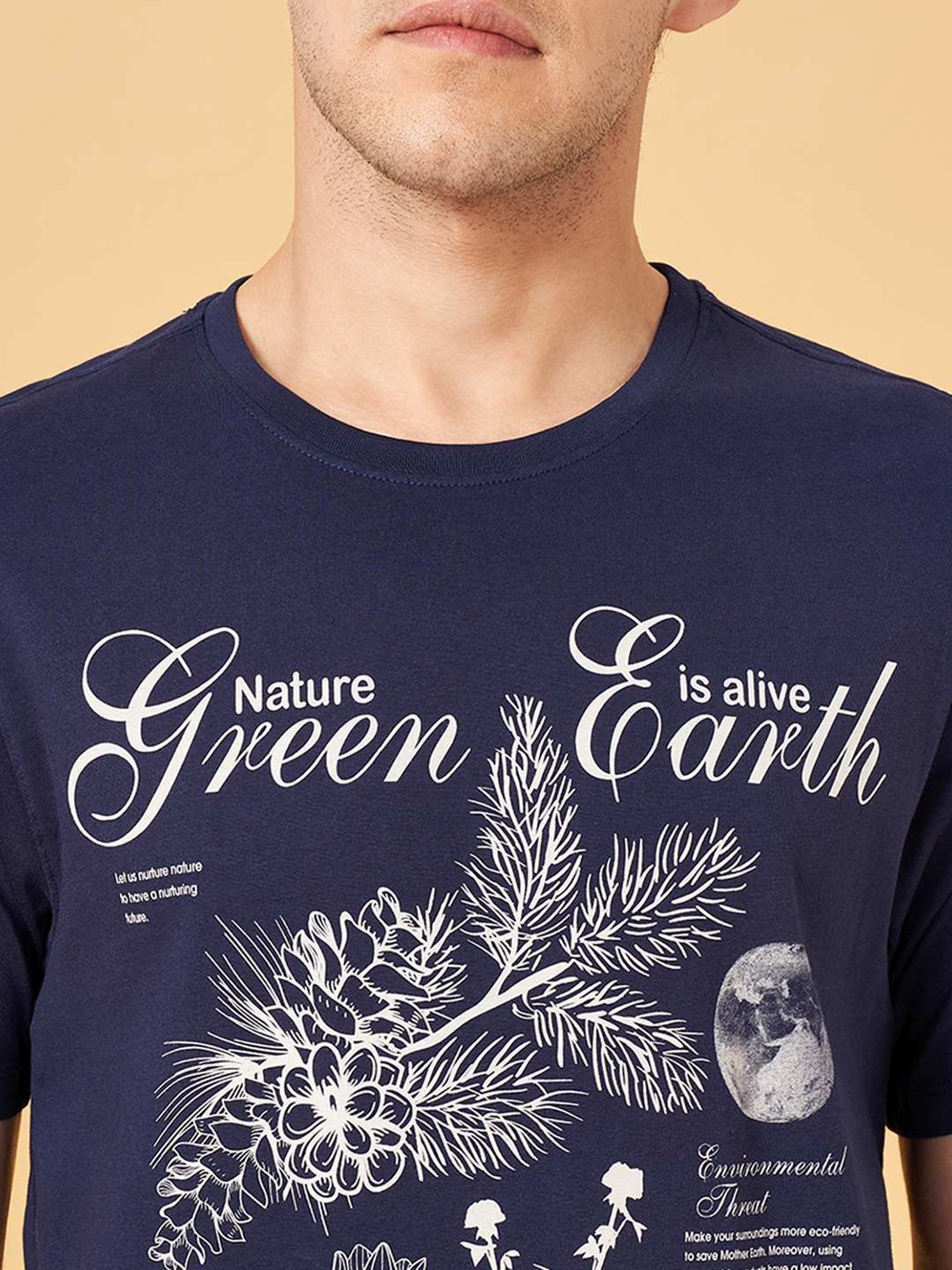 Urban Ranger by Pantaloons Mood Indigo Cotton Slim Fit Printed T-Shirt