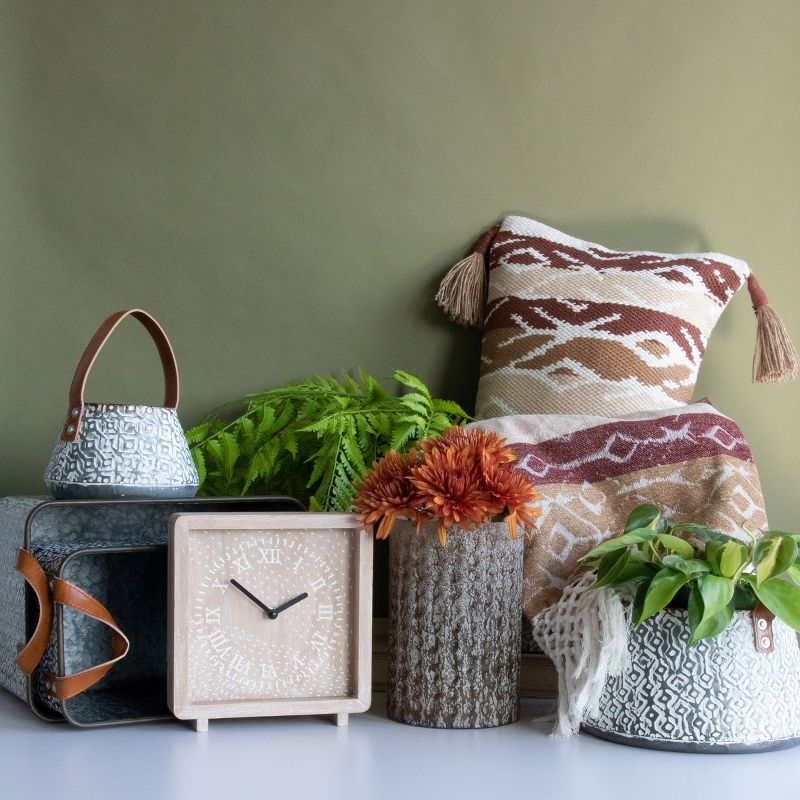 Small Weathered Table Clock White - Stonebriar Collection