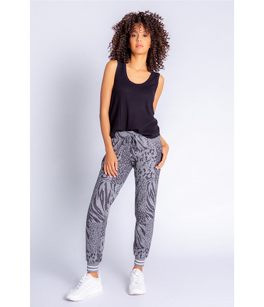 PJ Salvage Animal Patch Print Knit Coordinating Lounge Joggers