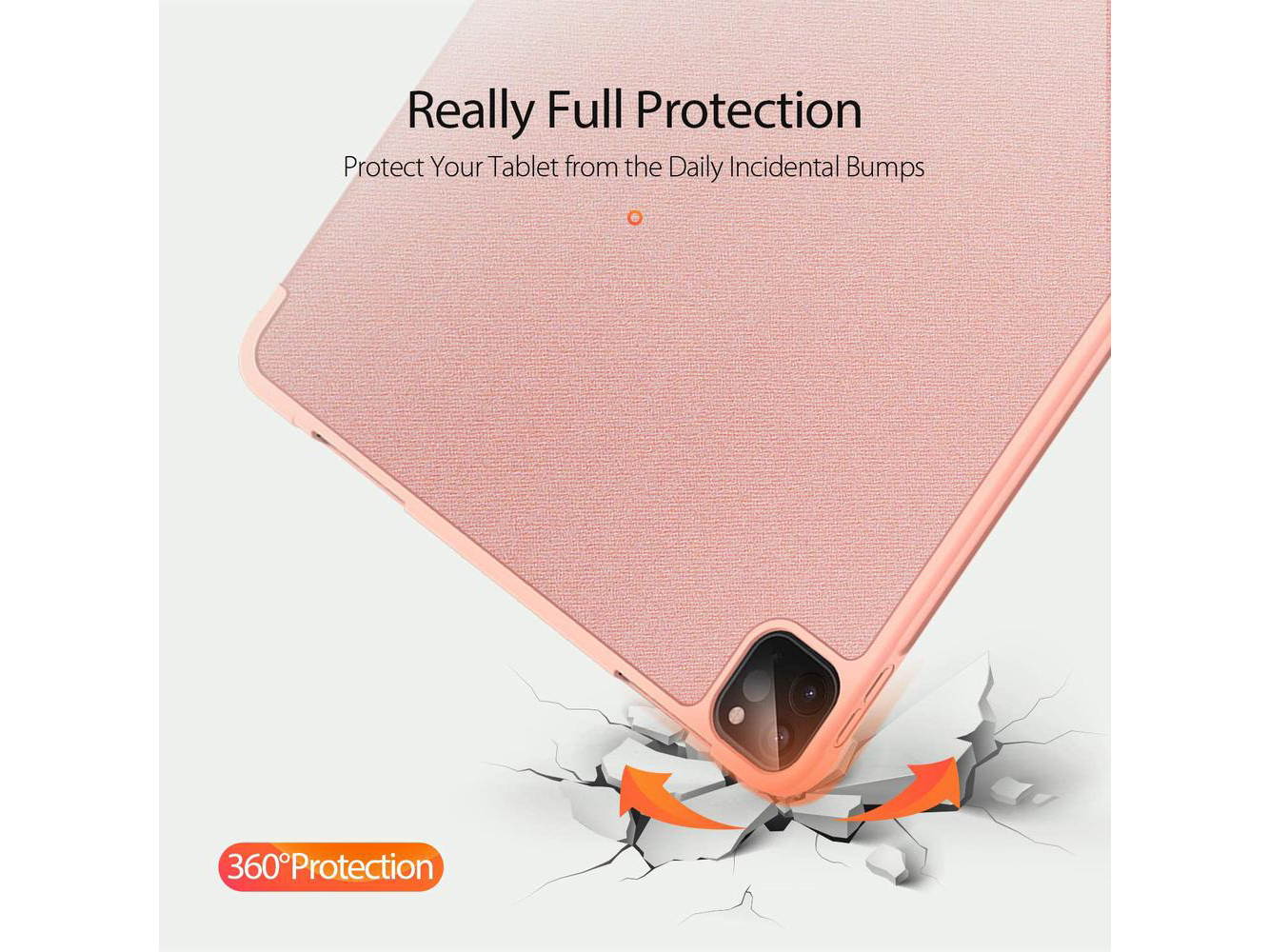 GANGXUN Case for iPad Pro 11 2020/2018, Trifold Smart Slim Magnetic Protective Case Cover with Pencil Holder [Supports Apple Pencil 2 Wireless Charging], Auto Wake/Sleep, pink