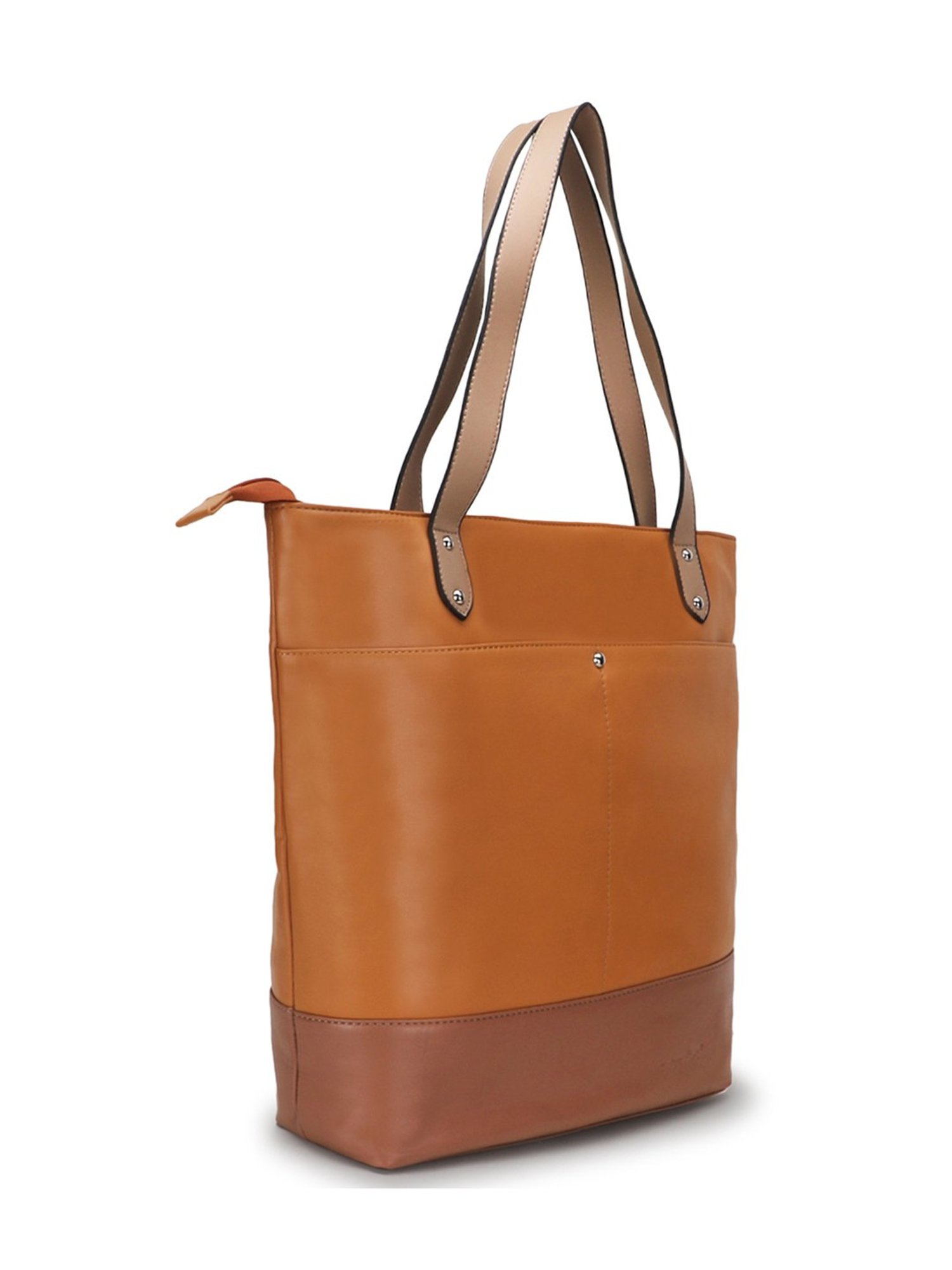 Spice Art Tan & Beige Color Block Large Tote Bag