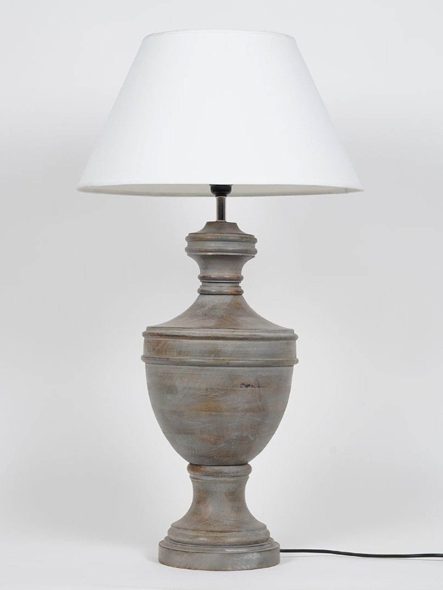 Kapoor Lamp Shades Grey & White Wood Son Cotton Shade Table Lamp