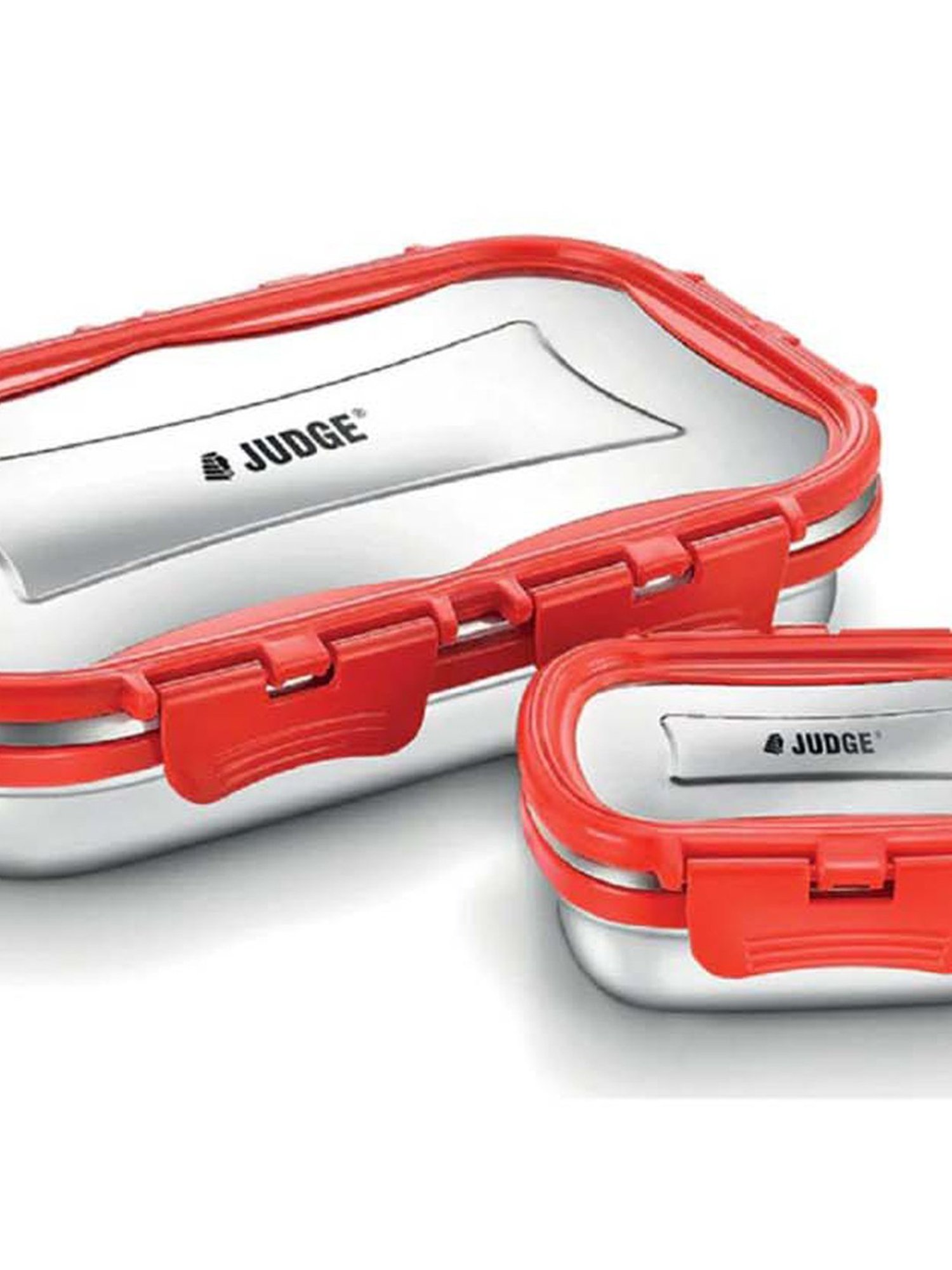 JUDGE Silver & Red Stainless Steel Lunch Box Set