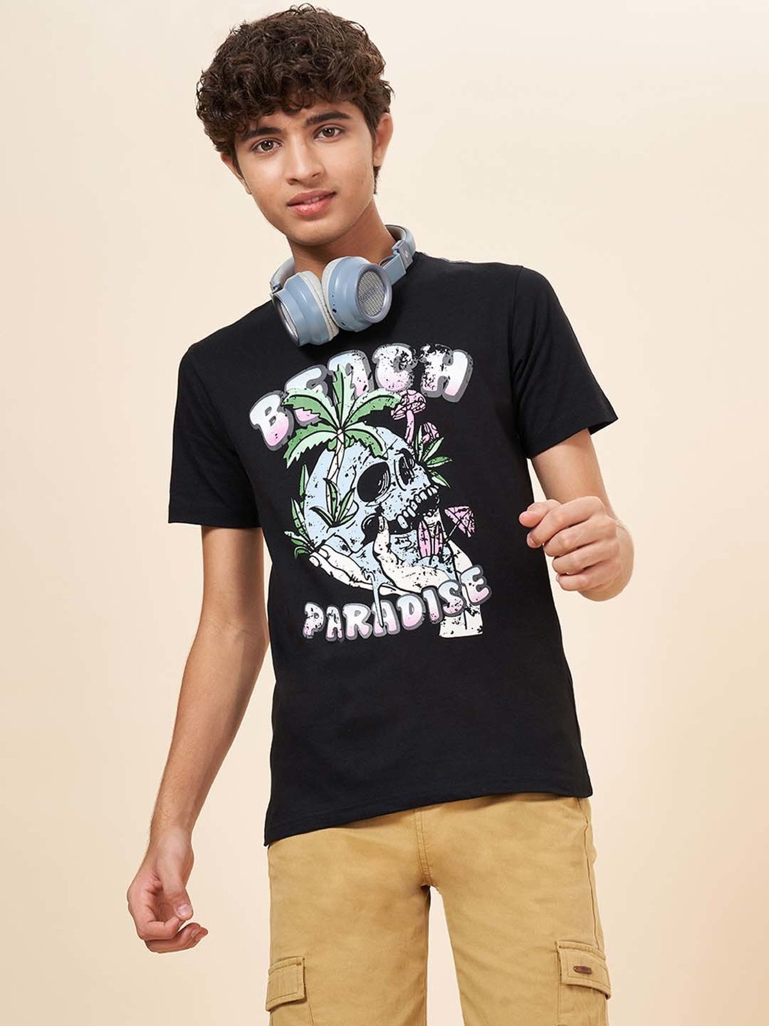Coolsters by Pantaloons Kids Jet Black Cotton Printed T-Shirt