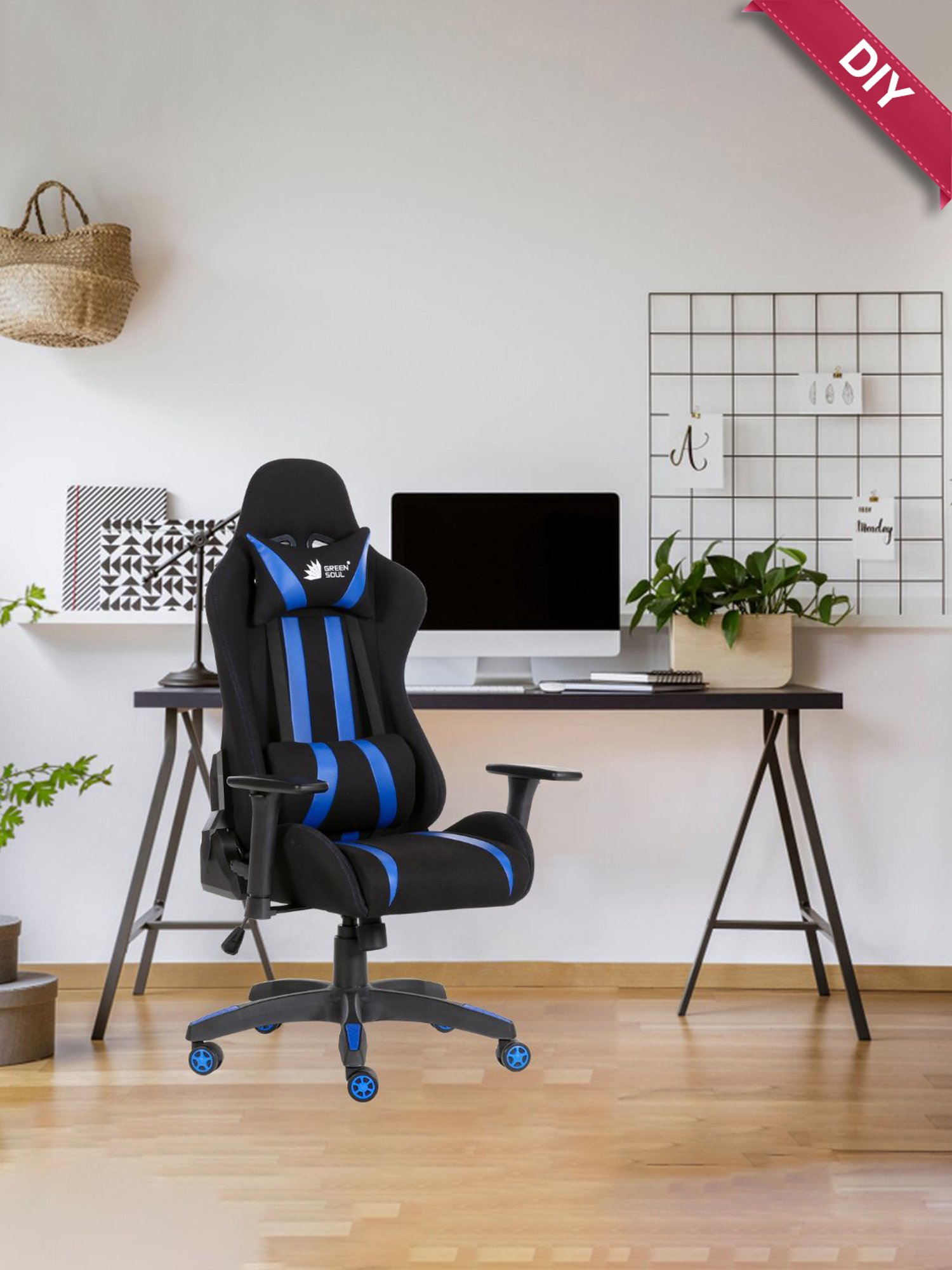 Green Soul Beast Black & Blue PU Leather Gaming Chair