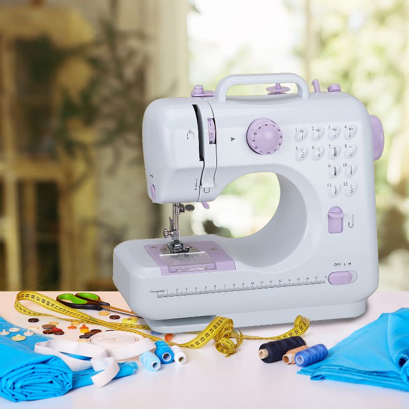 Dartwood Portable and Multifunctional Household Sewing Machine with 10 Stitching Modes, Battery Powered or AC Outlet Powered (Batteries Not Included)
