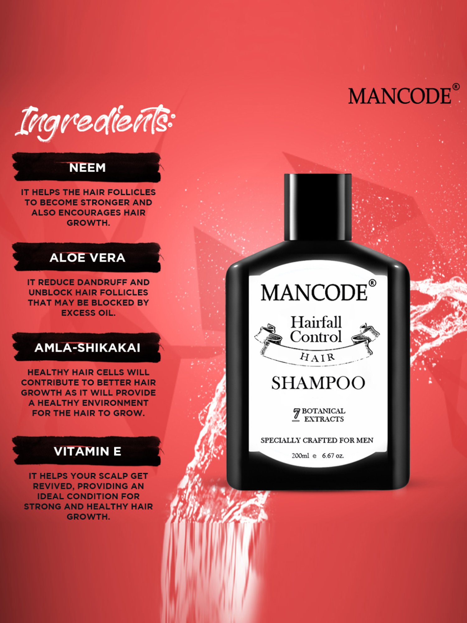 Mancode Hair Fall Control Shampoo for Men - 200 ml
