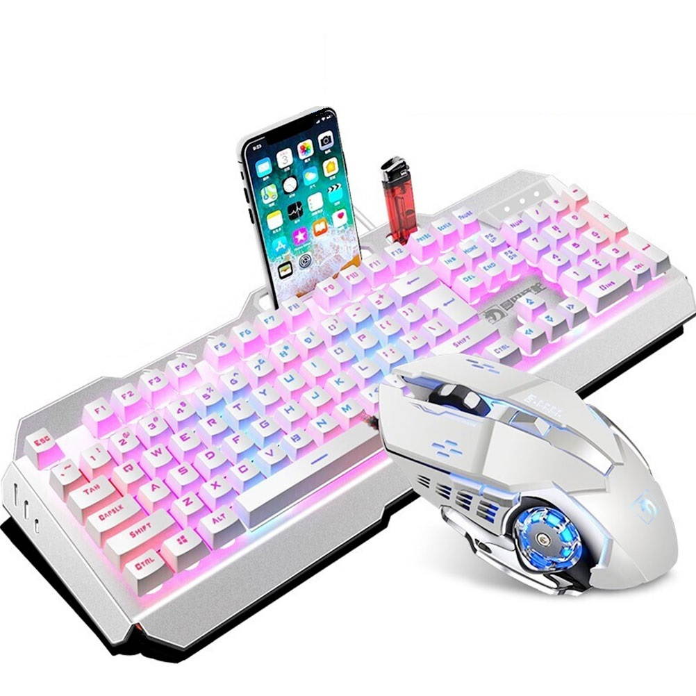 UKCOCO RGB Gaming Keyboard and Colorful Mouse Combo, USB Wired LED Backlight Gaming Mouse and Keyboard for Laptop PC Computer Gaming and Work, Letter Glow, Mechanical Feeling - Black