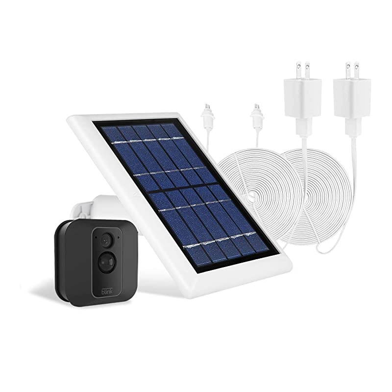 1-Pack Solar Panel with Internal Battery Bundled with 2-Pack Weatherproof Power Cable Compatible with Blink Outdoor & Blink XT2/XT Camera (White)