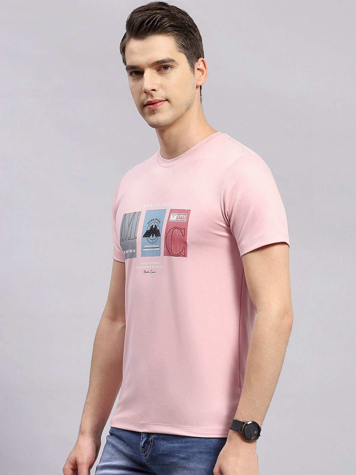 Monte Carlo Pink Regular Fit Printed T-Shirt