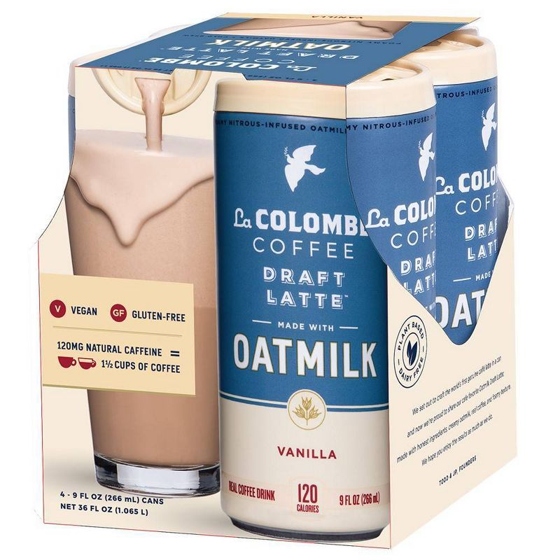La Colombe Medium Roast Vanilla Draft Latte with Oatmilk - 4pk/9 fl oz Cans