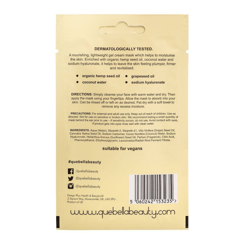 Que Bella Hydrating Coconut & Hemp Cream Mask - 0.5oz