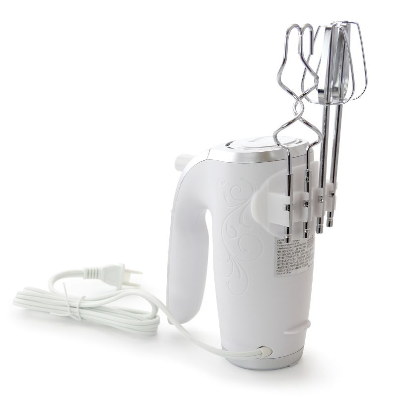 Better Chef 5-Speed 150-Watt Hand Mixer White w/ Silver Accents