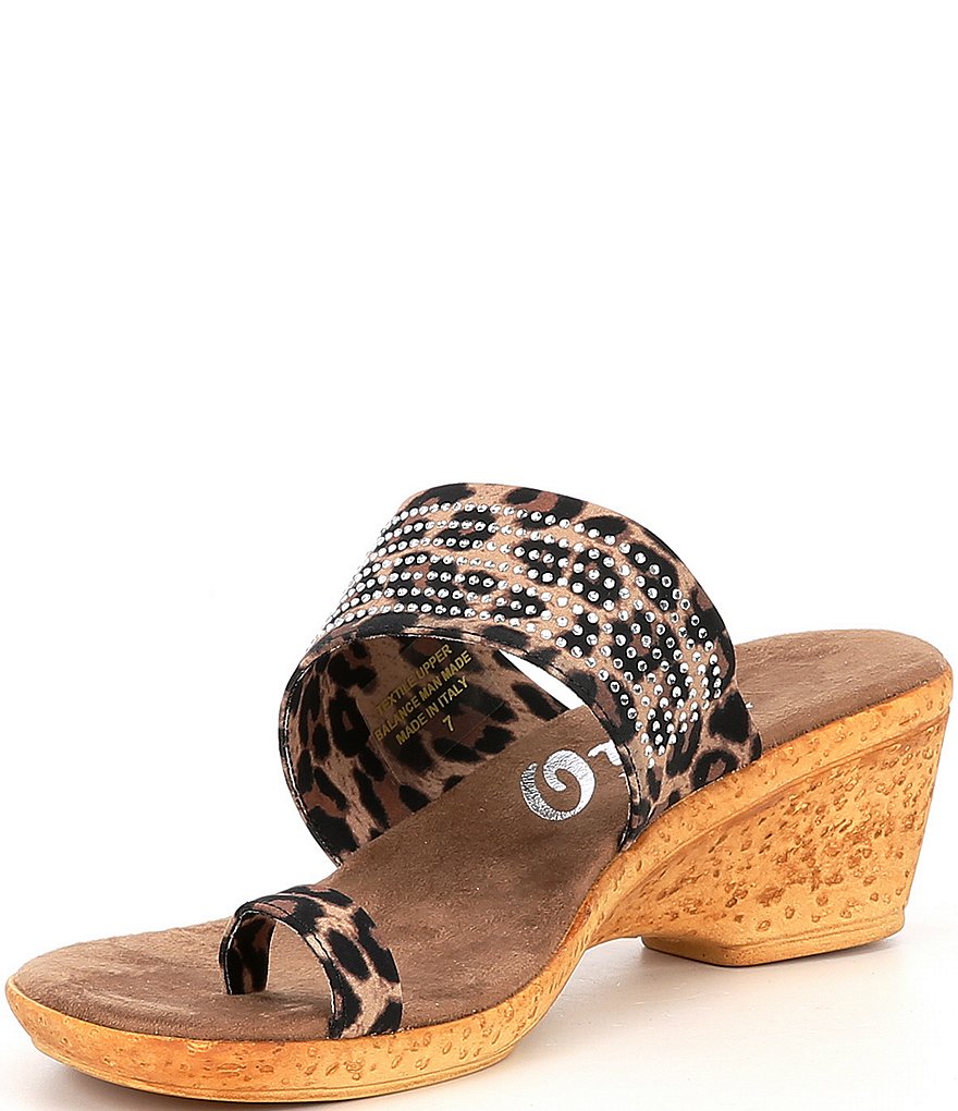 Onex Luca Elastic Leopard Embellished Thong Sandals