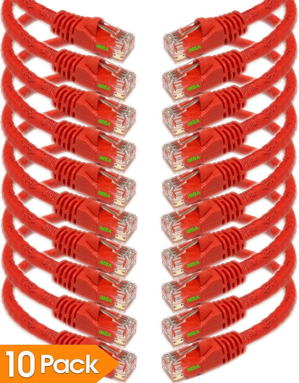 iMBAPrice - 3ft Cat5e Network Ethernet Patch Cable (10 Pack) - Red