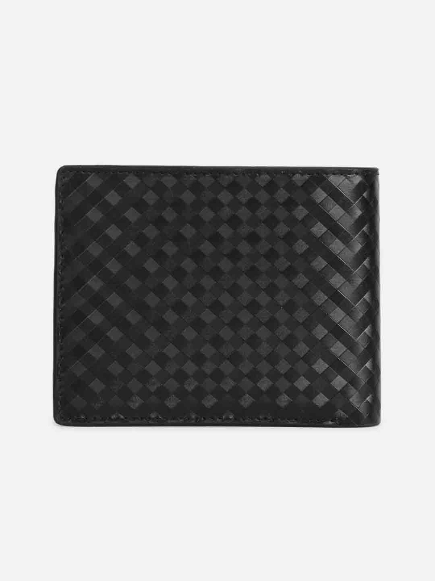 Allen Solly Black Geometric Leather Bi-Fold Wallet for Men