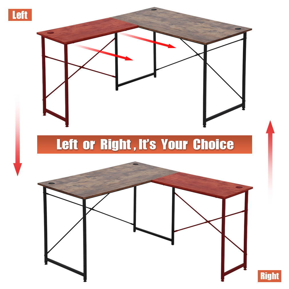 Computer Desk Gaming desk L Shaped Desk Office Writing Desk Modern Student Girl Kids Study PC Simple Extra Large Ergonomic Table Workstation,Vintage