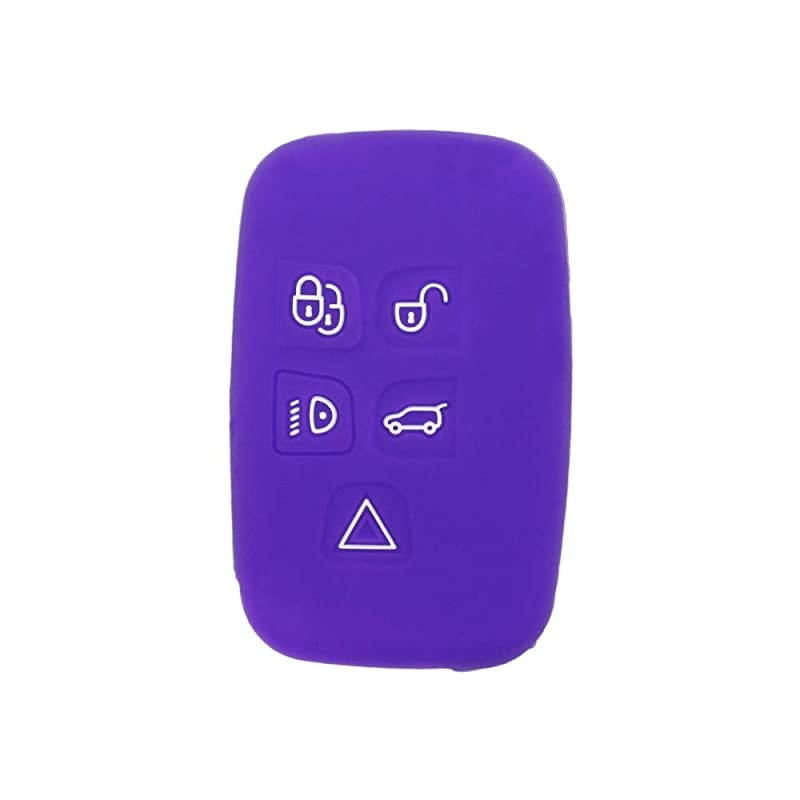 Silicone Cover Protector Case Holder Skin Jacket Compatible with LAND ROVER LR4 Range Rover 5 Button Smart Remote Key Fob CV4982 Deep Purple