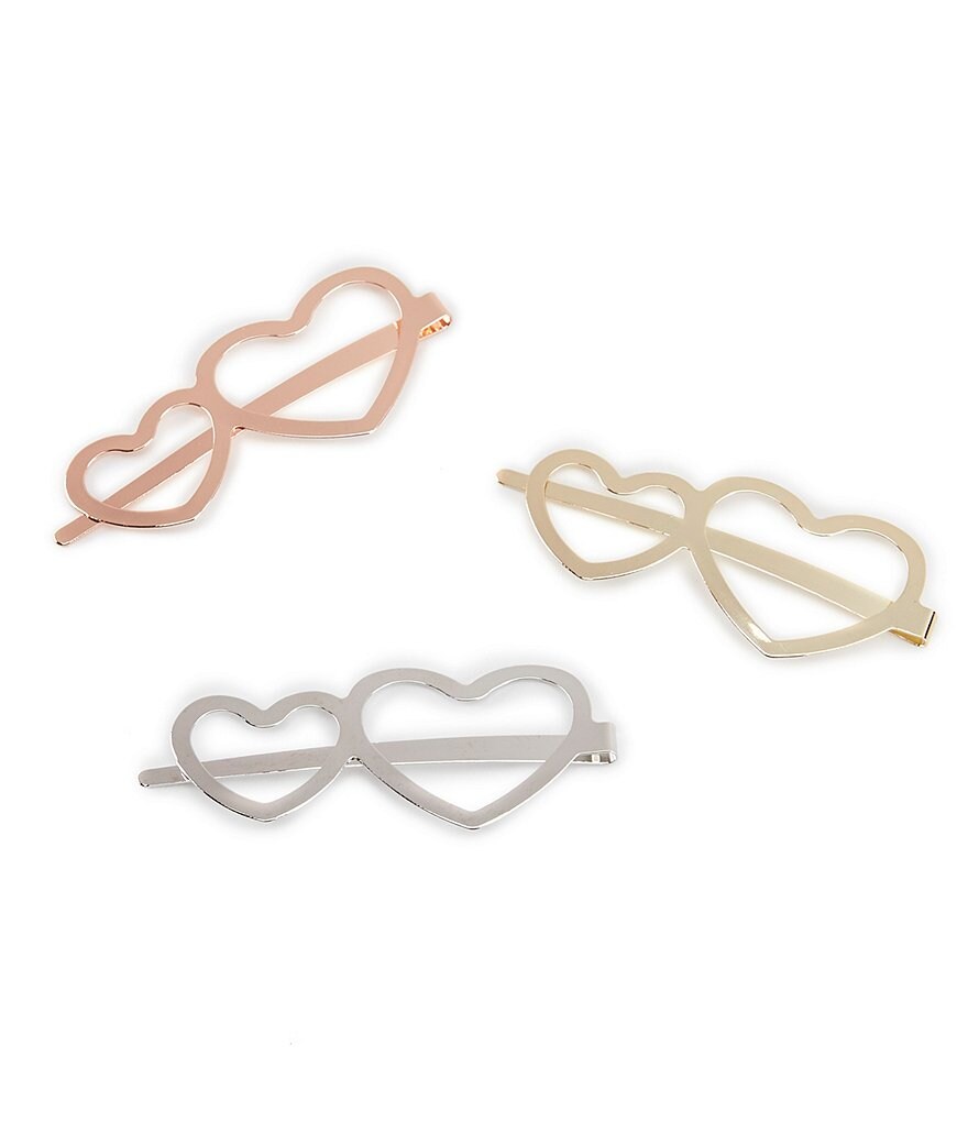 GB Girls 3-Pack Hearts Hair Clips