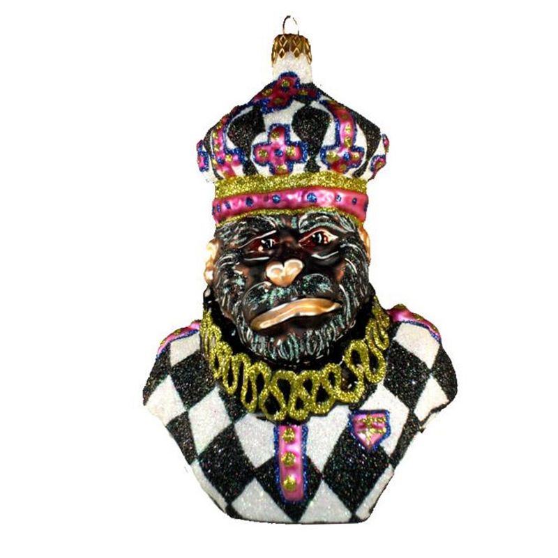 Larry Fraga Harlequin King Kong Ornament Monkey Ape Mardi Gras  -  Tree Ornaments