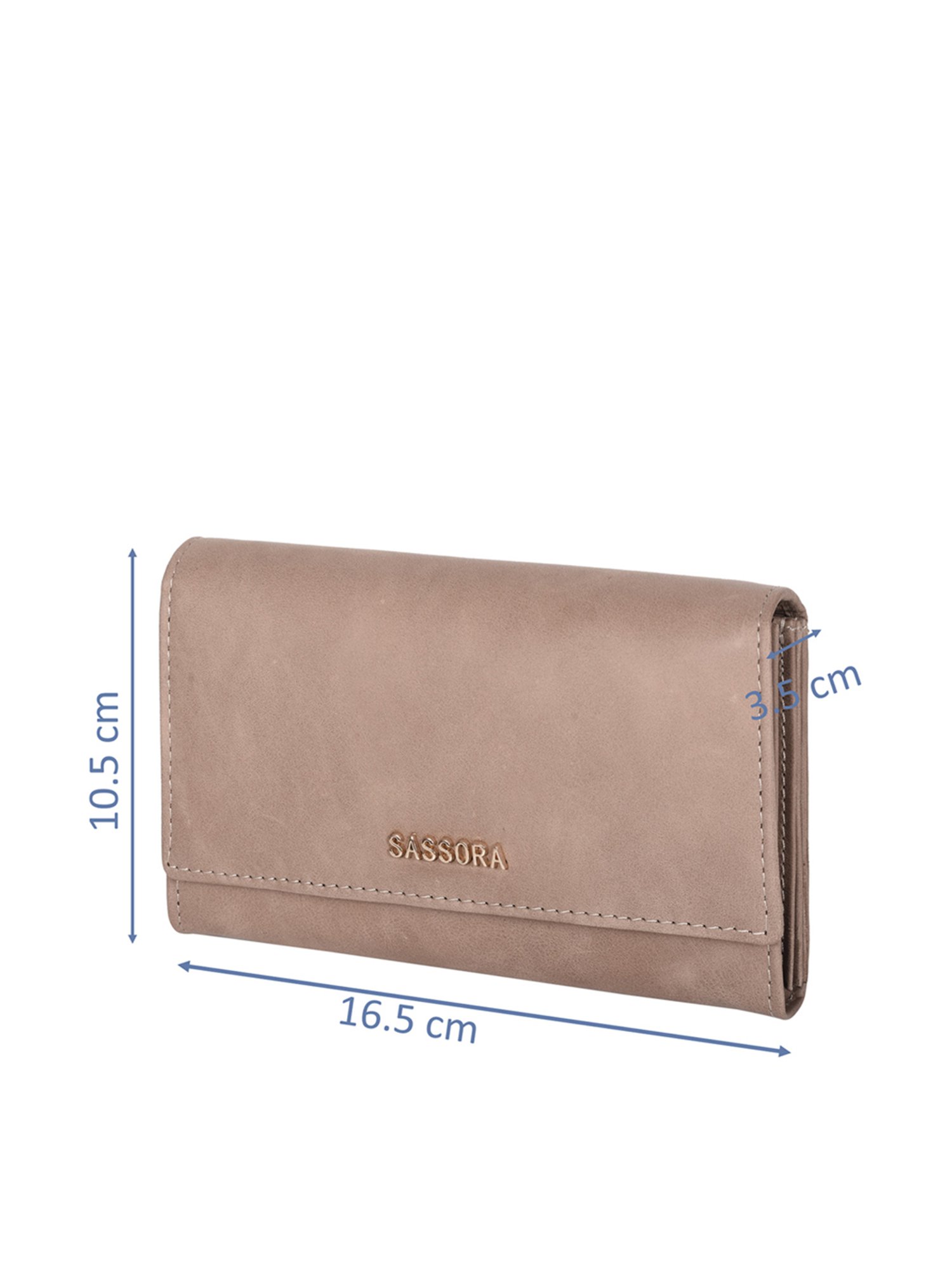 SASSORA Beige Solid Rfid Wallet for Women