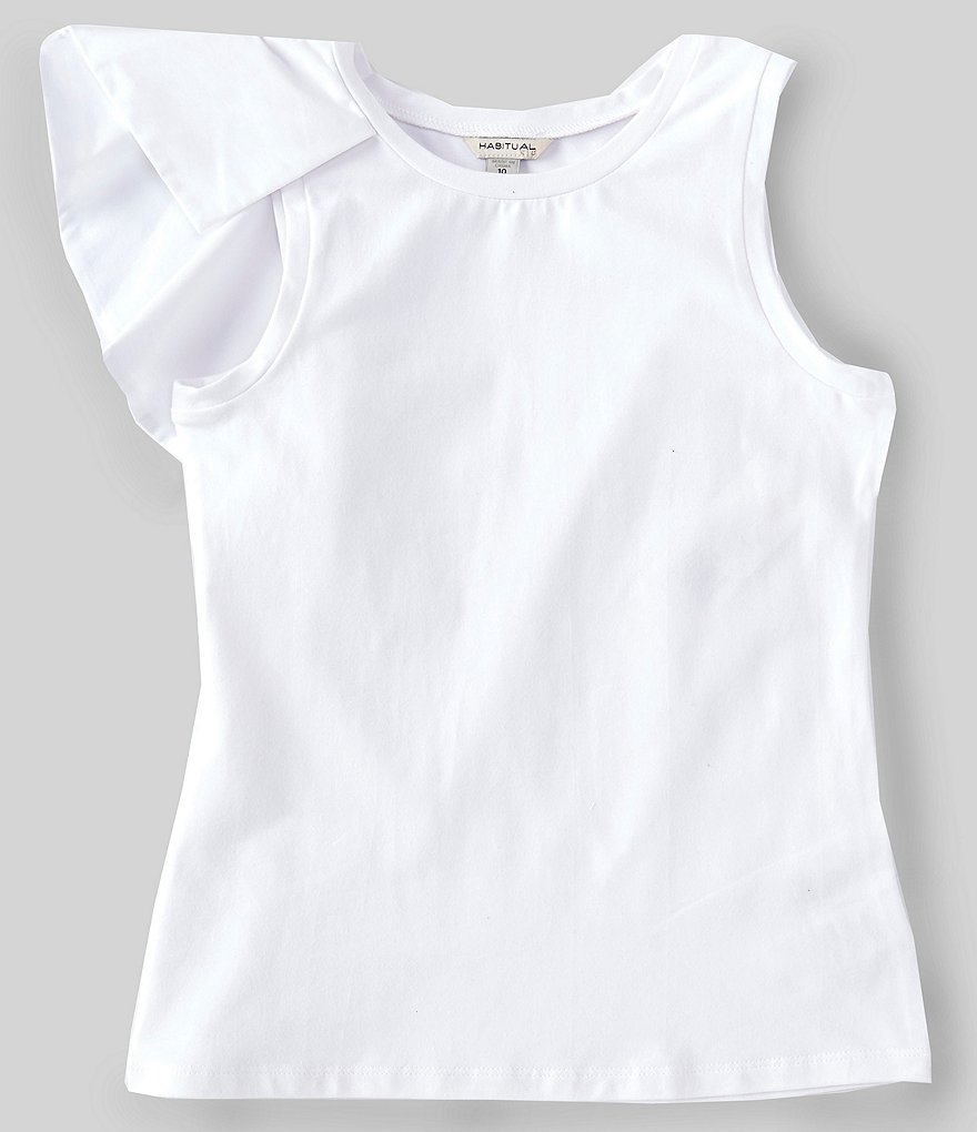 Habitual Big Girls 7-16 Asymmetrical-Ruffle Knit/Woven Tank Top