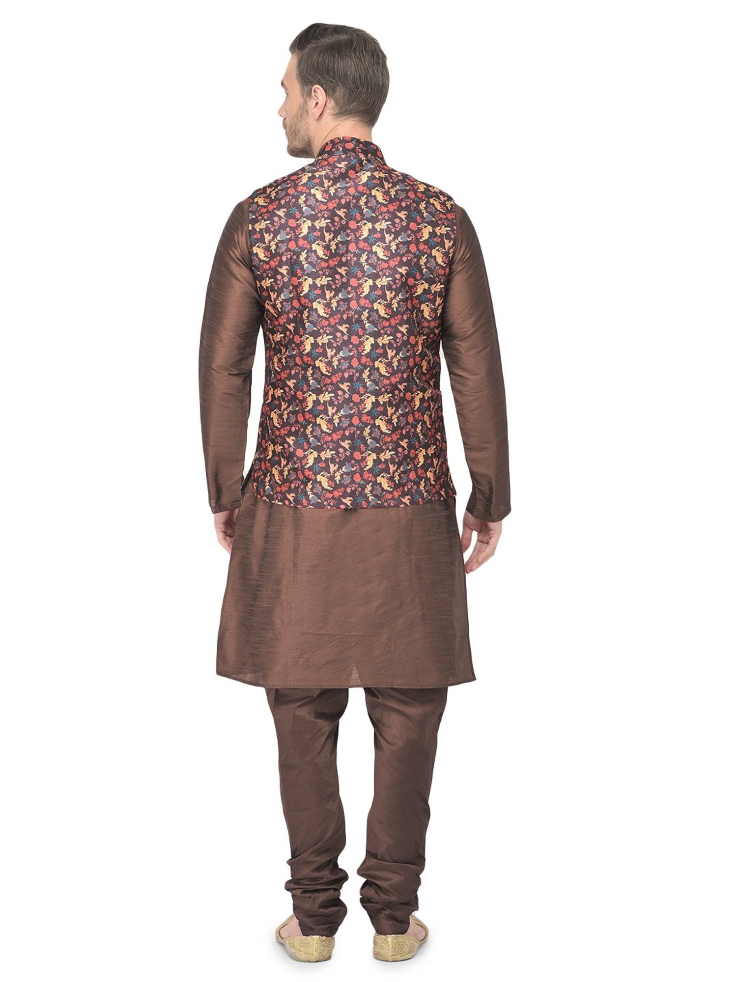 SG LEMAN Brown Regular Fit Printed Kurta Set