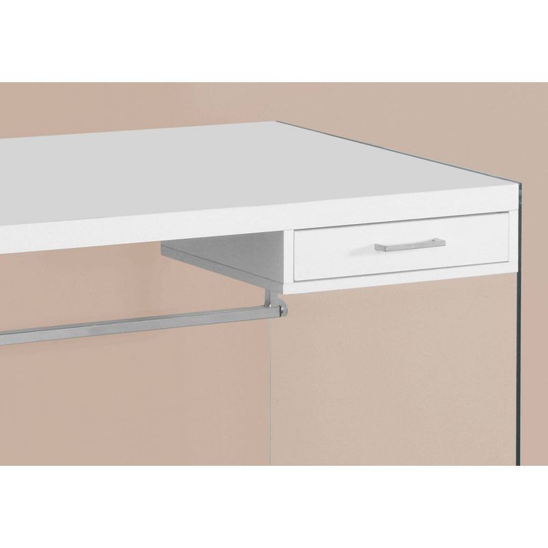 Tempered Glass Computer Desk - Glossy White - EveryRoom