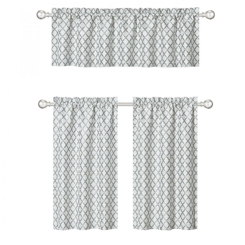 Set of 2 36"x42" Floral Curtain Tiers White/Beige - Threshold™