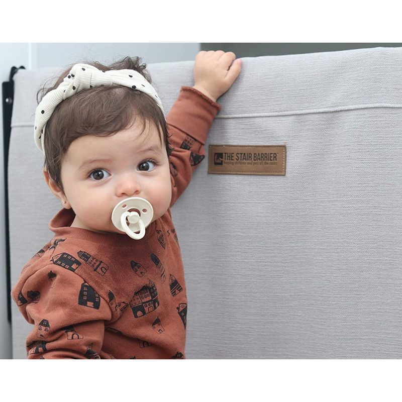 The Stair Barrier Regular Wall to Wall Single Panel Swing Gate with Fabric Slipcover Baby and Pet Safety Gate, 27 to 42.5 Inch, Burlap Khaki