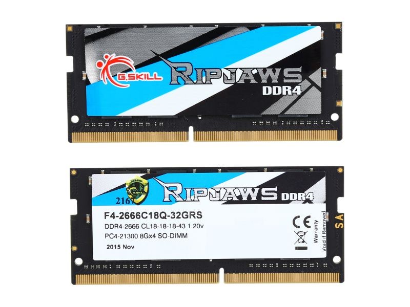 G.SKILL Ripjaws SO-DIMM 8GB 260-Pin DDR4 SO-DIMM DDR4 3200 (PC4 25600) Laptop Memory Model F4-3200C18S-8GRS
