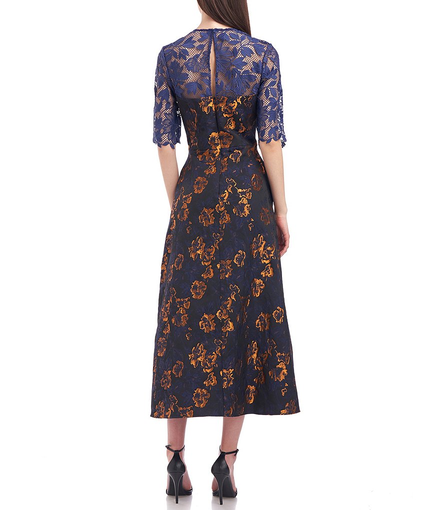 Laundry by Shelli Segal Ruffle Front Stretch Crepe Faux Wrap Dress