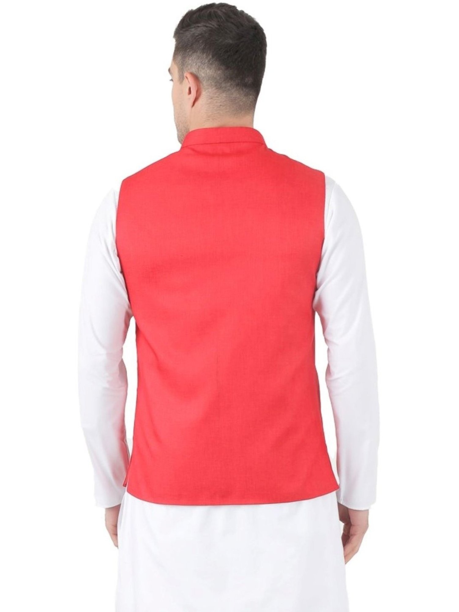 Tahvo Red Slim Fit Nehru Jacket