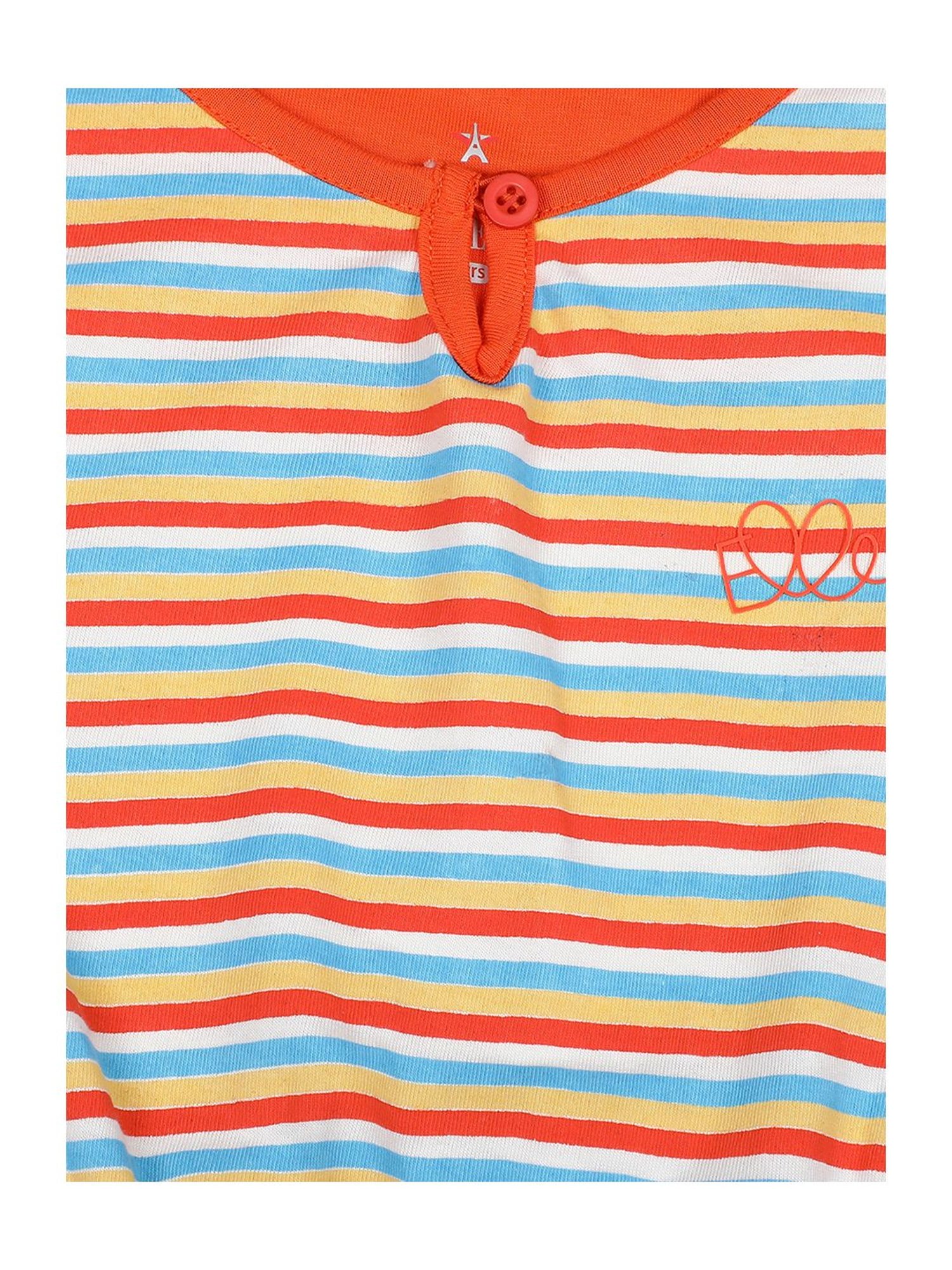 Elle Kids Multicolor Cotton Striped Dress