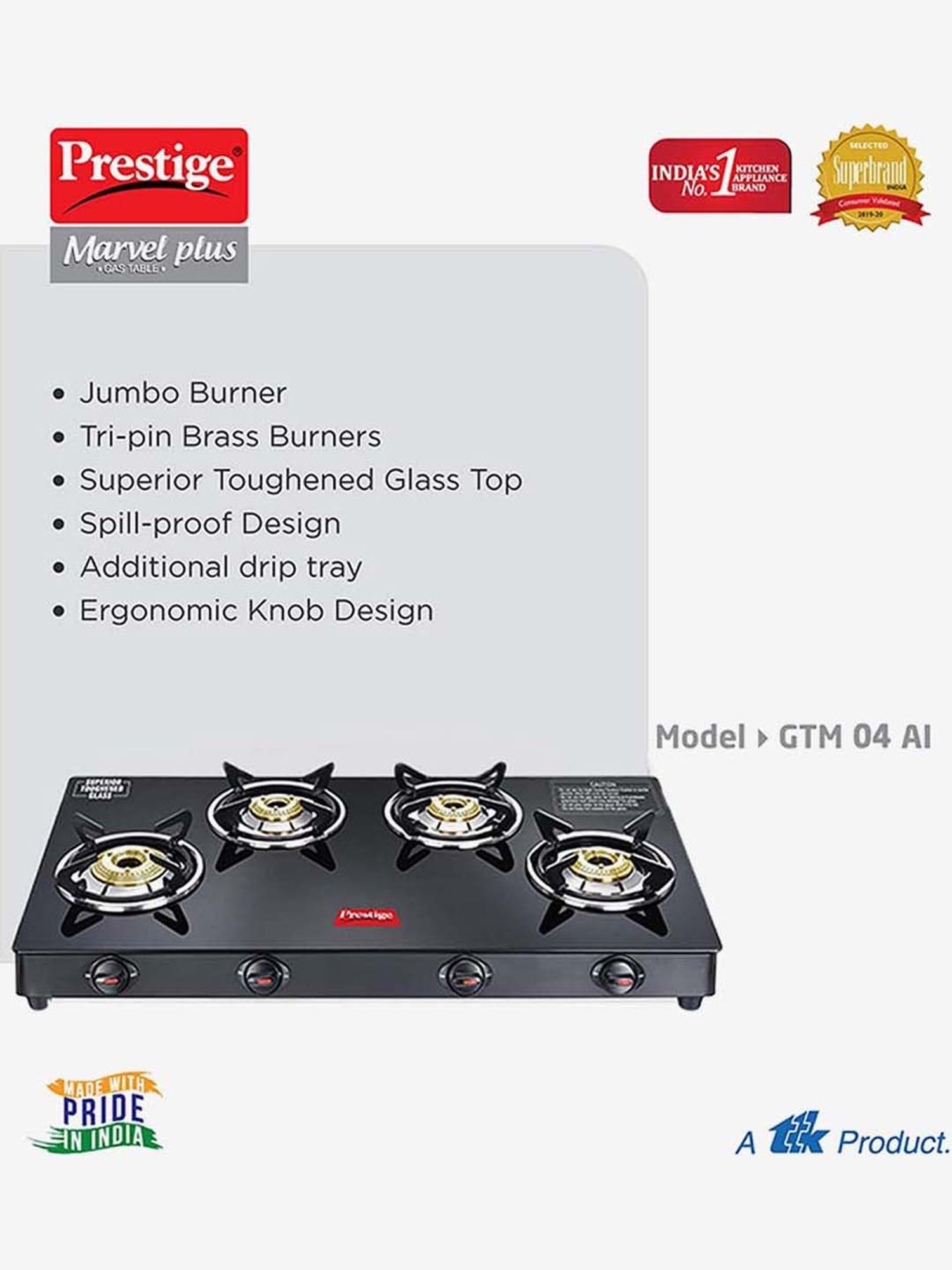 Prestige PIC 16.0 Plus 1900W Induction Cooktop (Black)