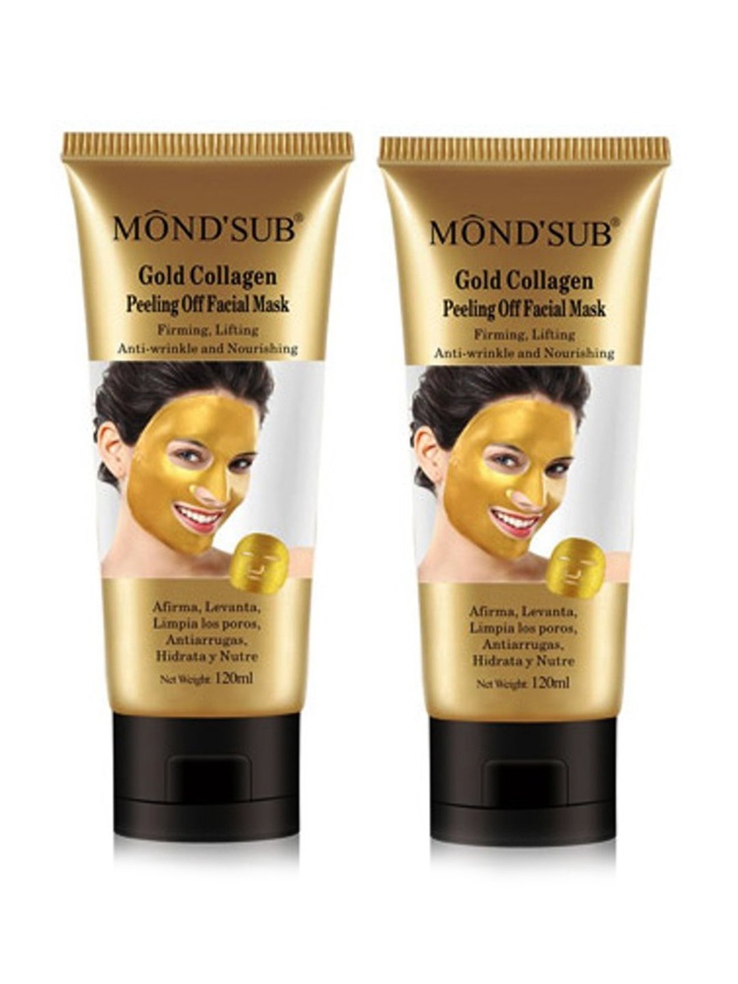 MONDSUB Gold Collagen Peel Off Facial Mask (Pack of 2) - 120 ml