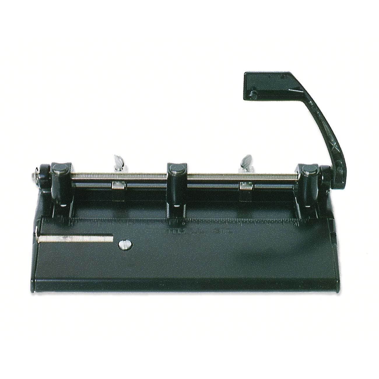 Adjustable 3-Hole Punch Heavy-Duty 13/32" Hole Black