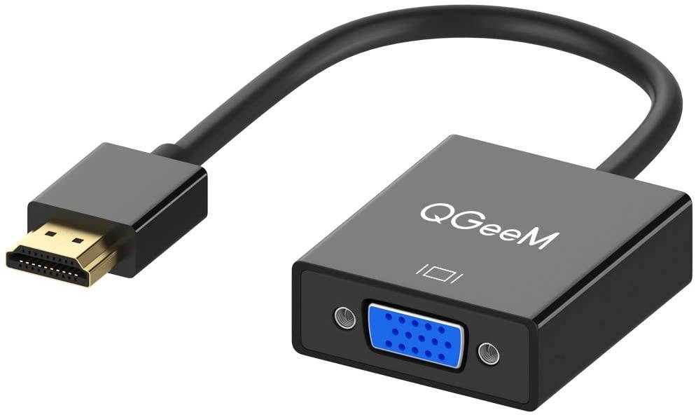 HDMI to VGA,QGeeM Gold-Plated HDMI to VGA Adapter (Male to Female) for Computer,Desktop,Laptop,PC,Monitor,Projector,HDTV, Chromebook,Raspberry Pi,Roku,Xbox and More(Black)