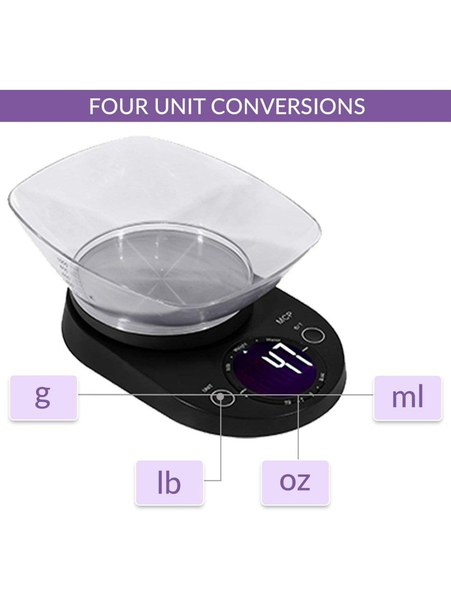 MCP 5Kg Digital Food Weighing Scale with Bowl for Kitchen (Black)